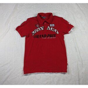 Monaco Grand Prix Mens Large Red Golf Shirt Embroidered Racing F1 Car Polo
